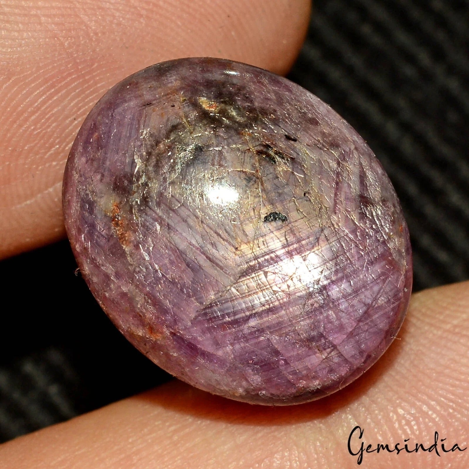 Certified 51.60 Cts Natural Purple Hue Star Ruby Oval Cab Loose Gems For Pendant