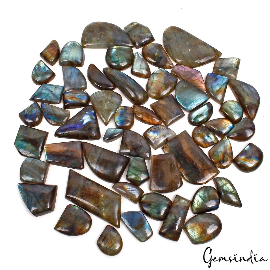1400 Ct/55 Pc Natural Untreated Multi Color Shine Labradorite Mix Cut Loose Gems
