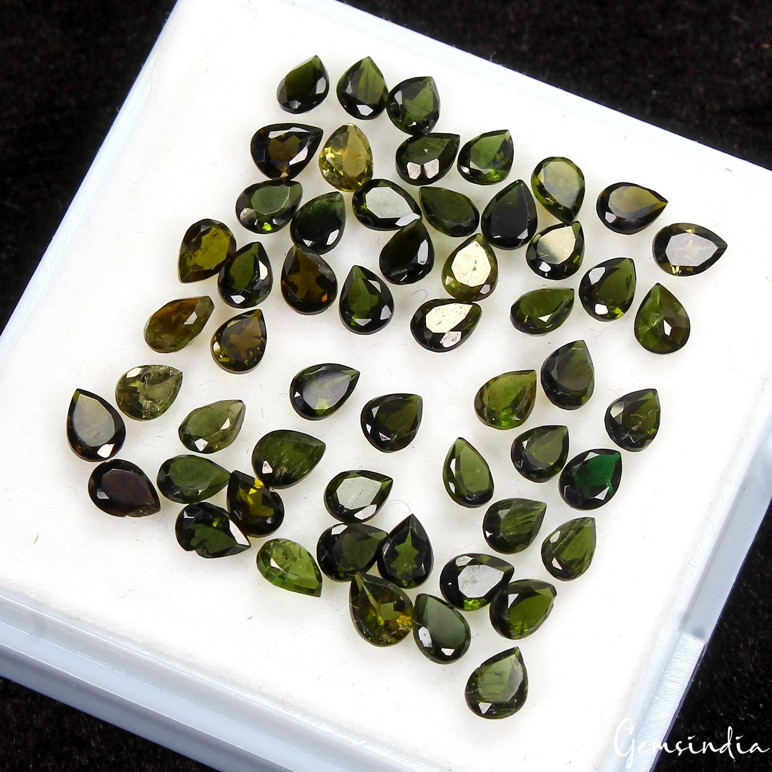 8.80 Ct Natural Unheated Green Tourmaline 4x3mm Pear Cut Loose Gemstones ~55 Pcs