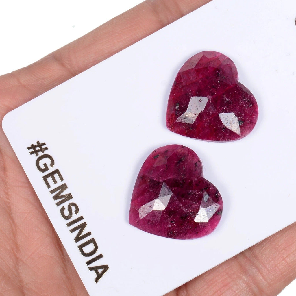 Certified 47.30 Ct/2Pcs Natural Red Ruby Heart Calibrated Cut 22x20mm Gems(Pair)