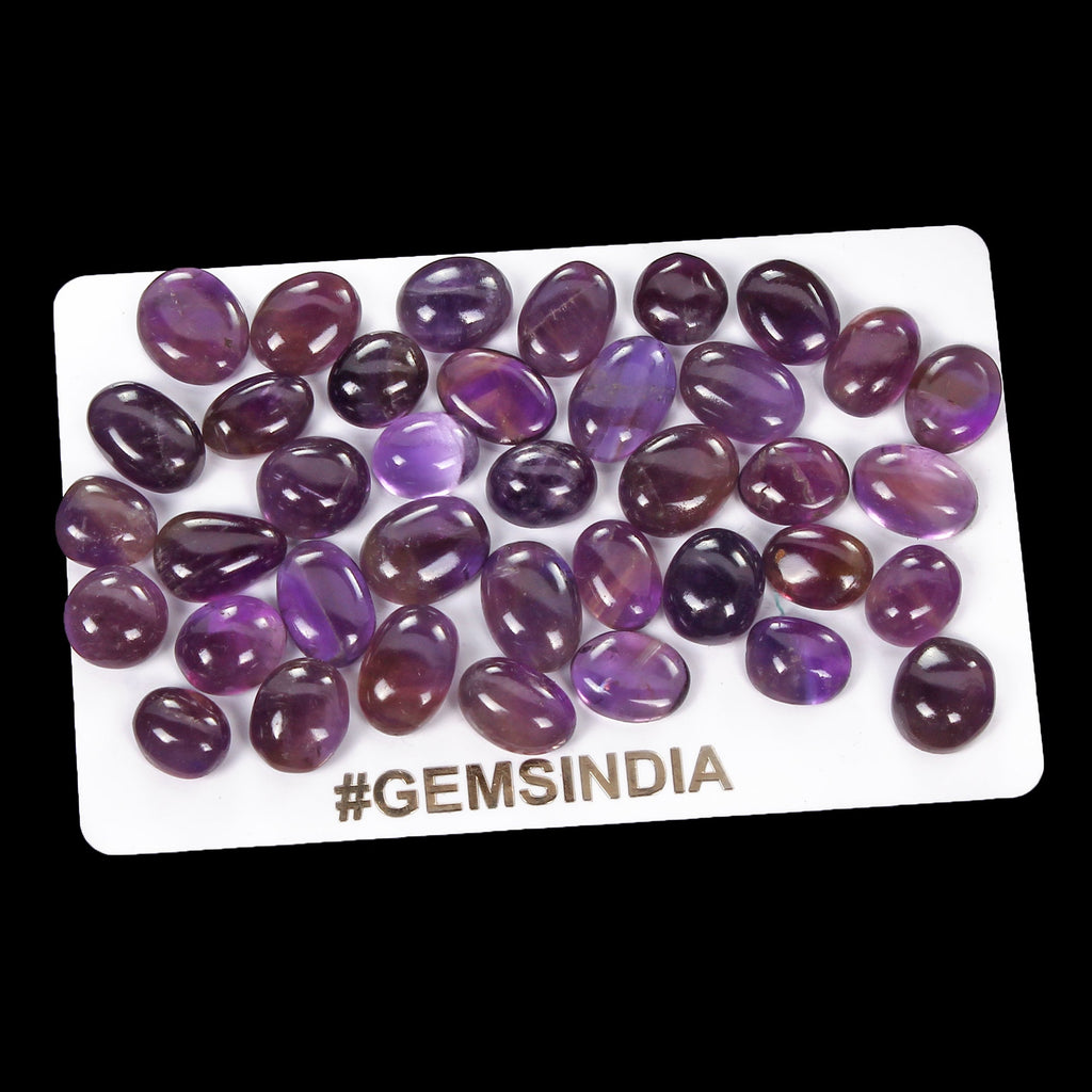 Certified 124.30 Cts/38 Pcs Natural Untreated Purple Amethyst Mixed Cab Gems Lot