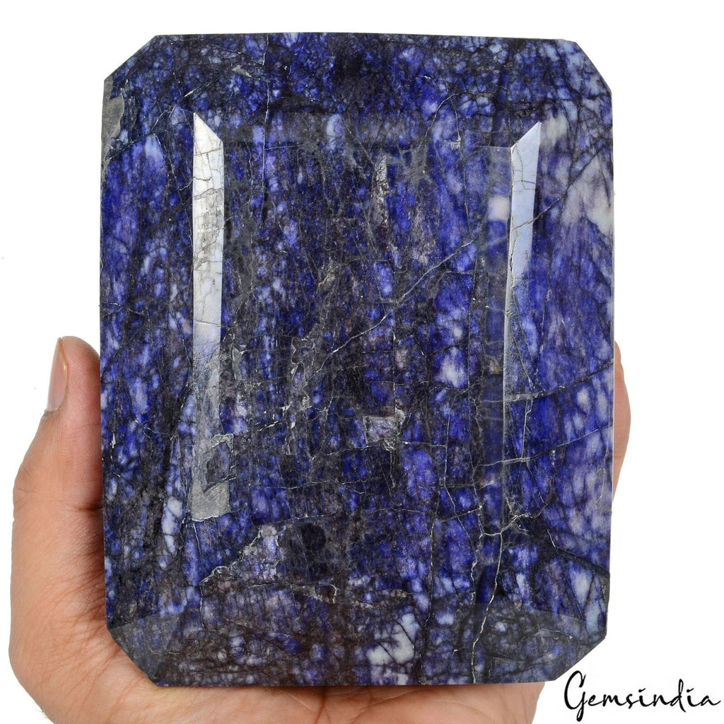 1.8 kilo Natural Deep Blue Beryl Specimen - Large Polished Octagon Cut Gemstone