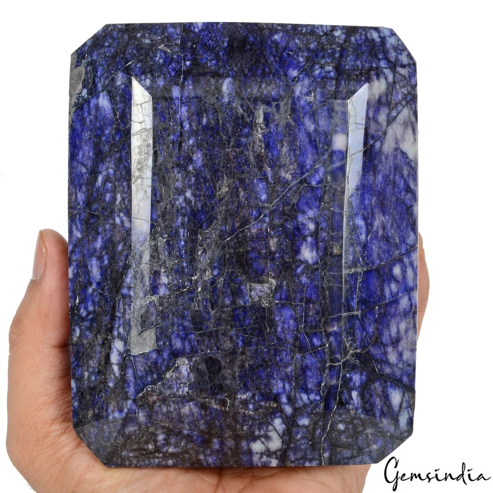 1.8 kilo Natural Deep Blue Beryl Specimen - Large Polished Octagon Cut Gemstone