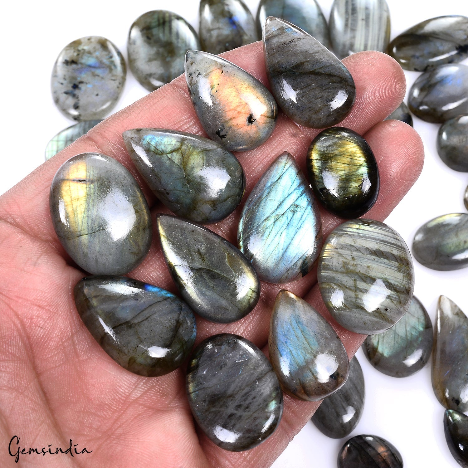 840 Ct Natural Untreated Multi Shine Labradorite Mix Cab Loose Gemstone Lot 33Pc