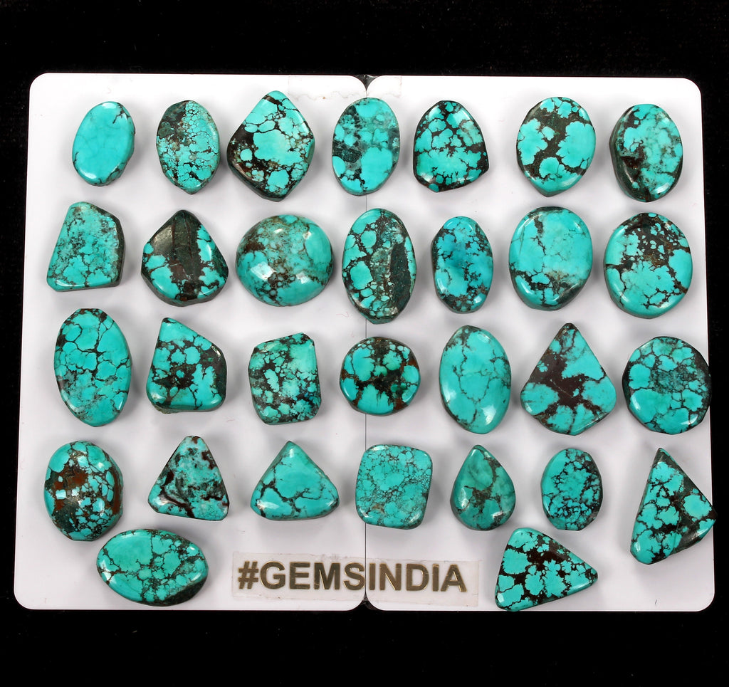 220Ct/30 Pcs Natural USA Blue Turquoise Mix Cab Loose Wholesale Gems For Jewelry