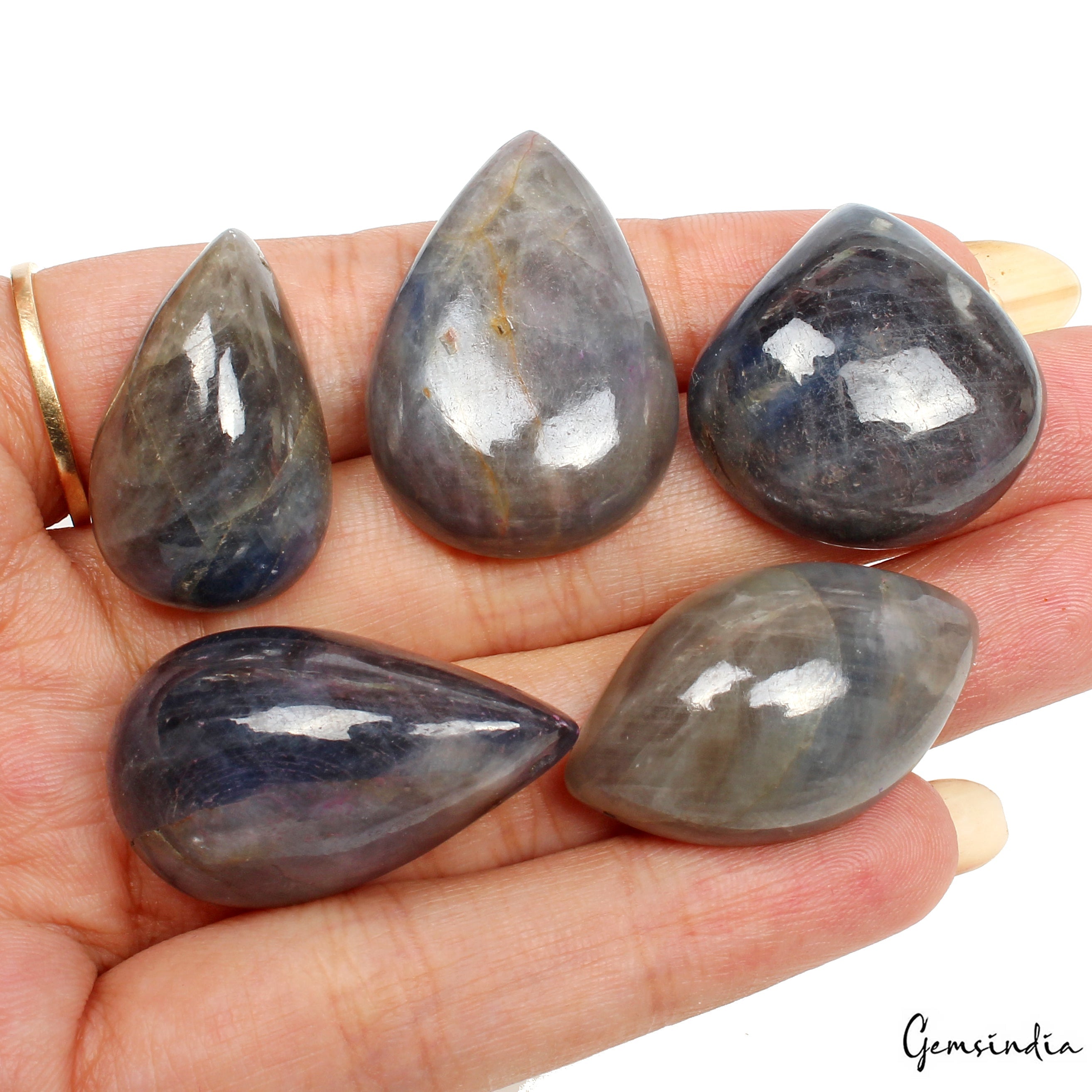 Untreated Blue Gray Sapphire 300Ct Mix Cabochon Loose 24-32mm Certified Gems Lot