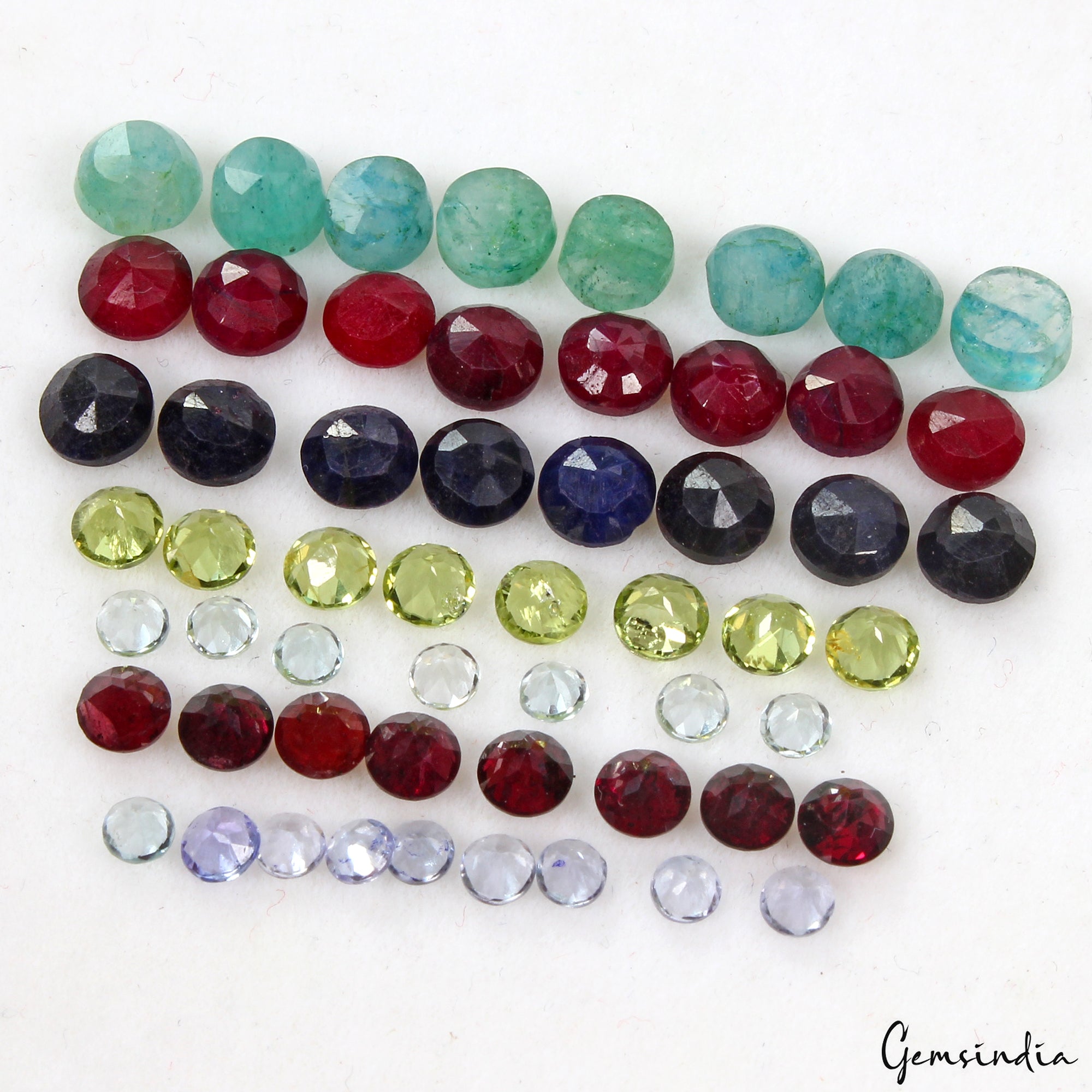56Pcs Estate Genuine Semi Precious Loose Round Cut Multi Gemstone Lot Collection