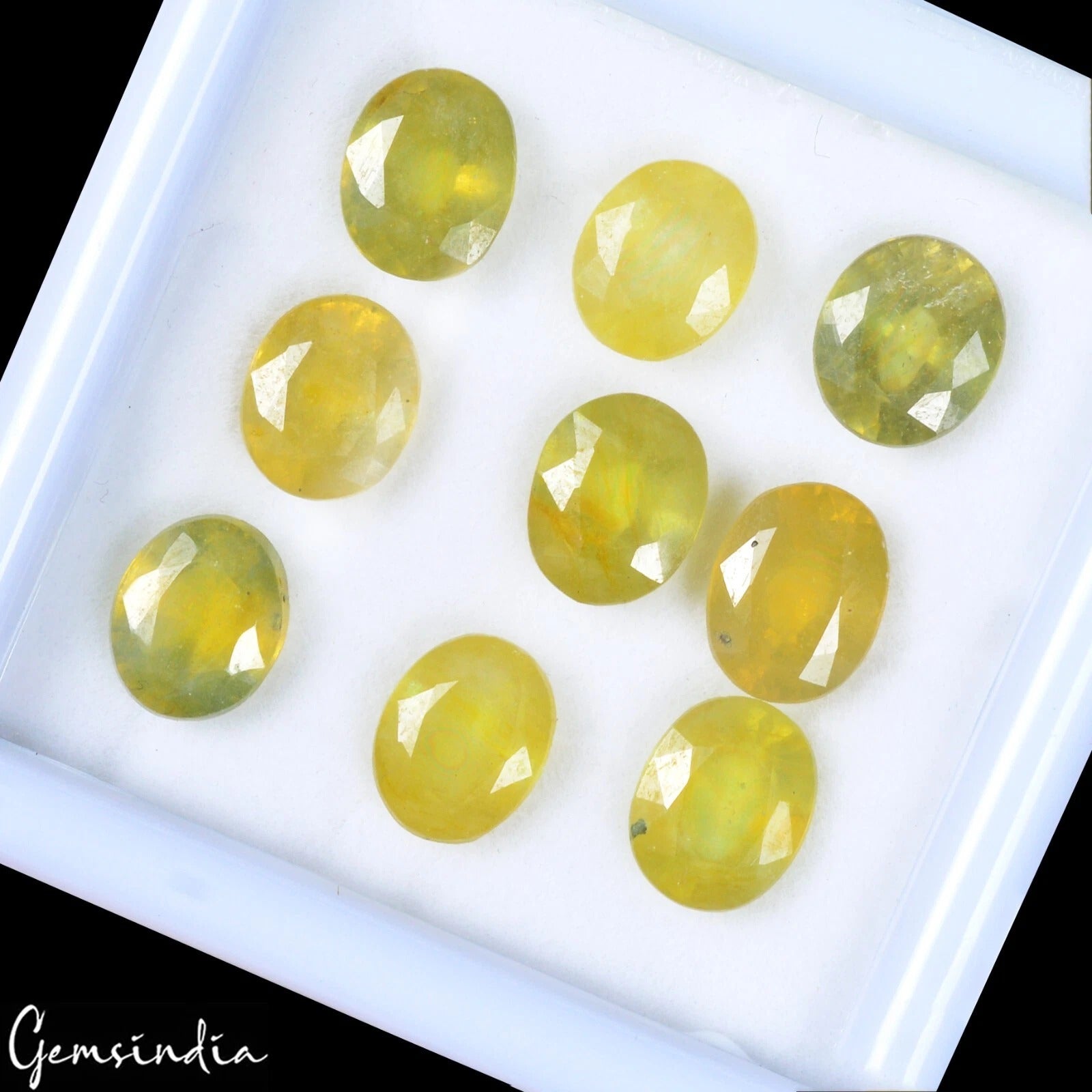 Certified 32.10 Cts/9 Pcs Natural Yellow Sapphire Oval Calibrated 9x7mm Gems Lot