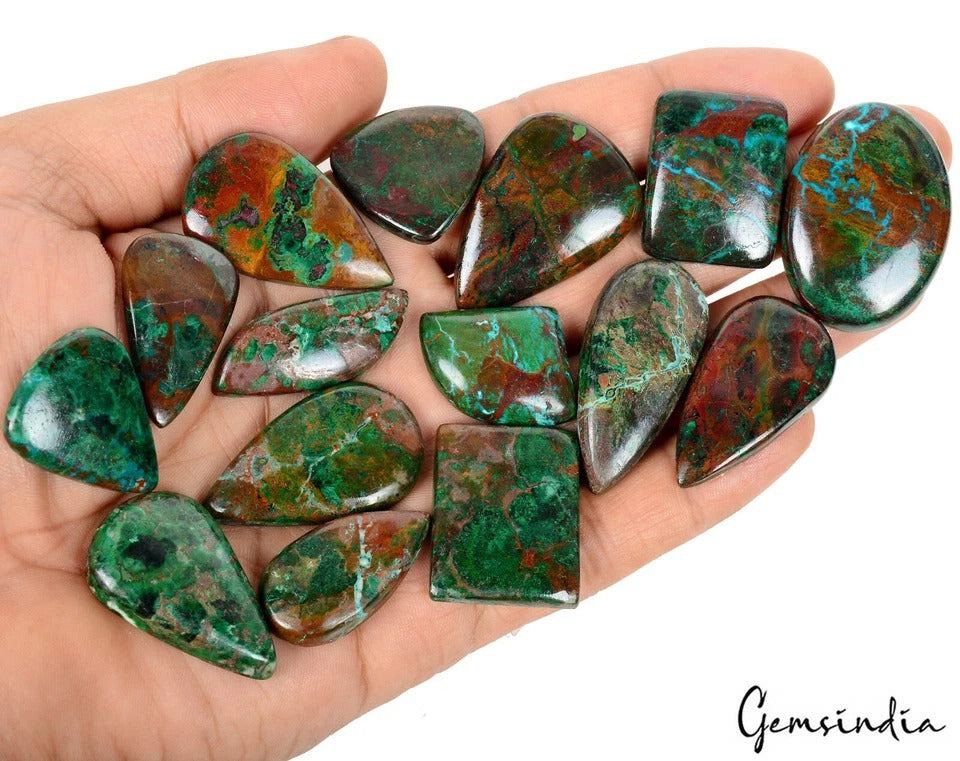 15 Pcs Natural Azurite Chrysocolla Untreated Mix Cabochon Loose Gemstones~500 Ct