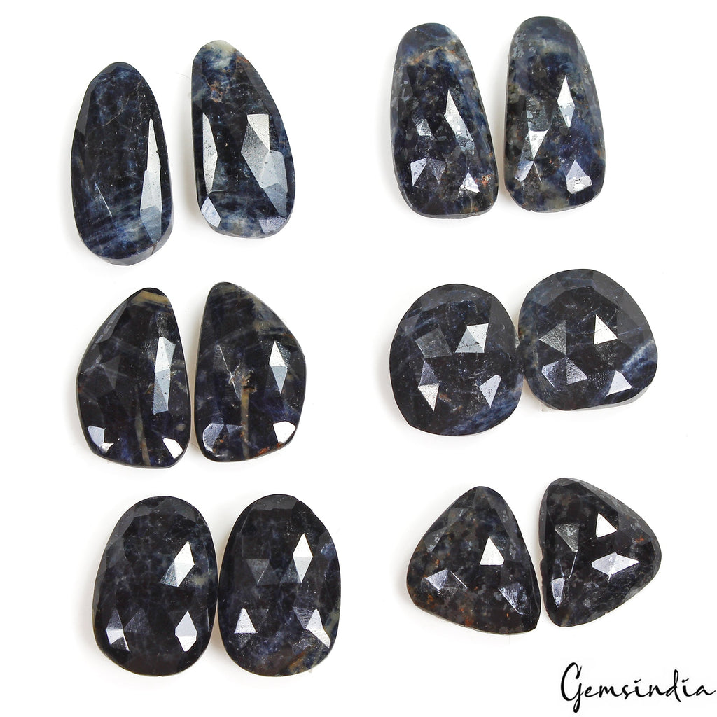 Certified 320 Ct/12 Pcs Natural Black Sapphire Rose Checker Cut 6 Pairs Gems Lot