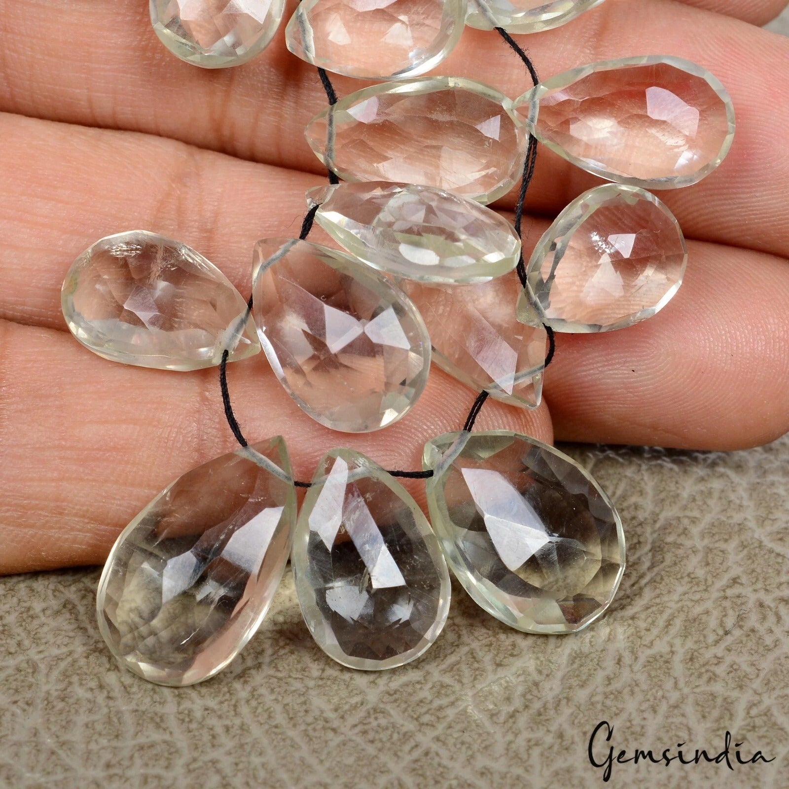 18 Pcs Natural Green Amethyst 11-19mm Drilled Almonds Loose Untreated Briolettes