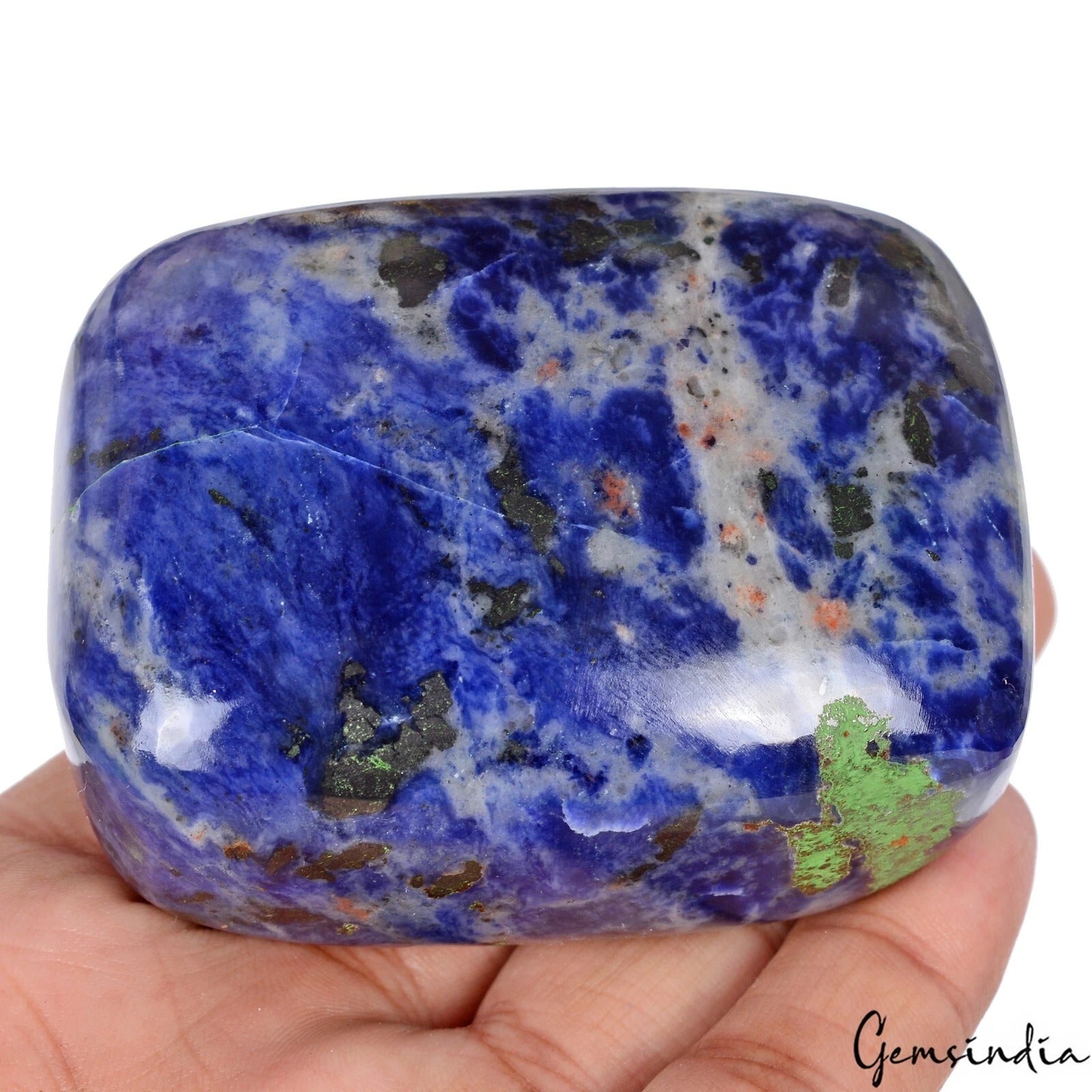 1550 Cts Natural Untreated Blue Sodalite Artistic Pattern Huge Cushion Cab Gem