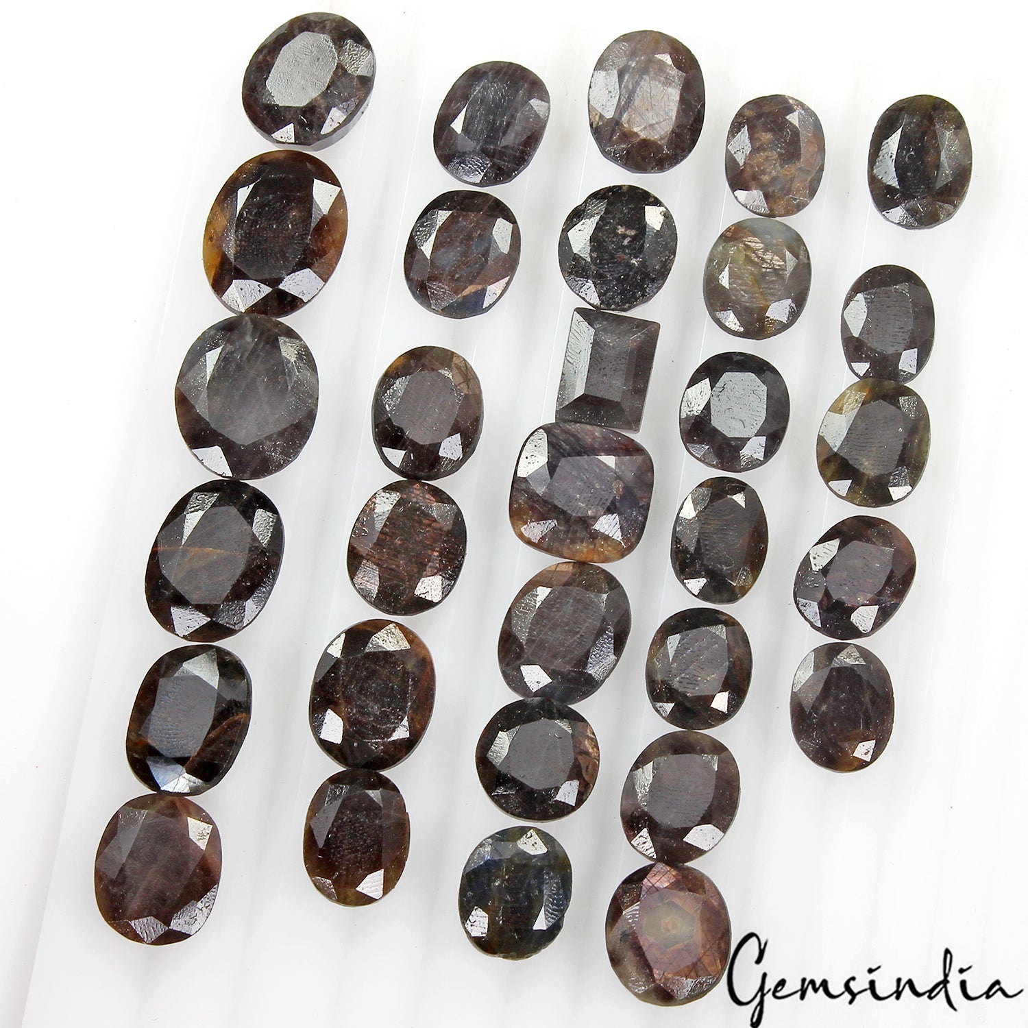 31 Pcs Natural Untreated Black Sapphire 12mm-18mm Loose Mix Ring Size Gemstones