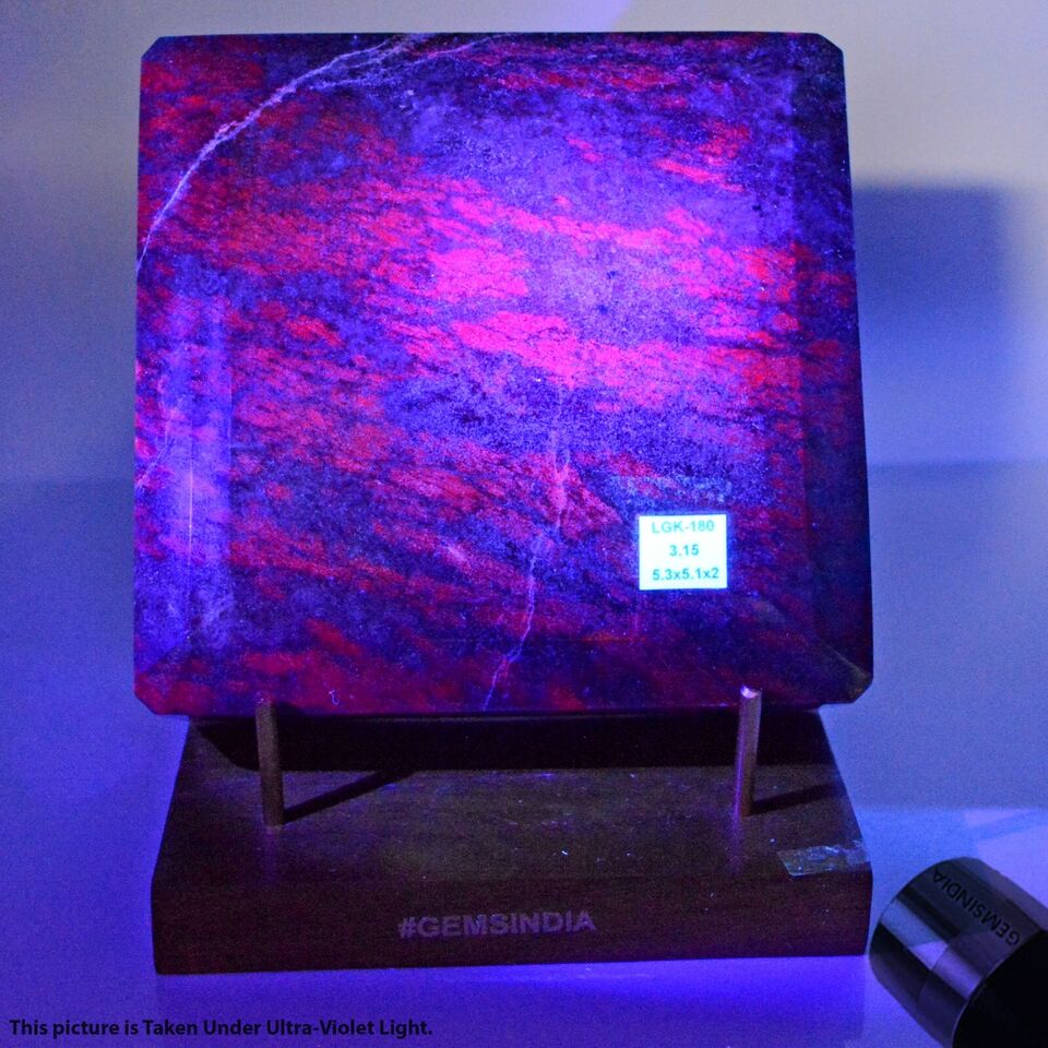 3.15 Kg ~ Natural Ruby Kyanite Octagon Cut Untreated Huge Rare Gemstone w/ Stand