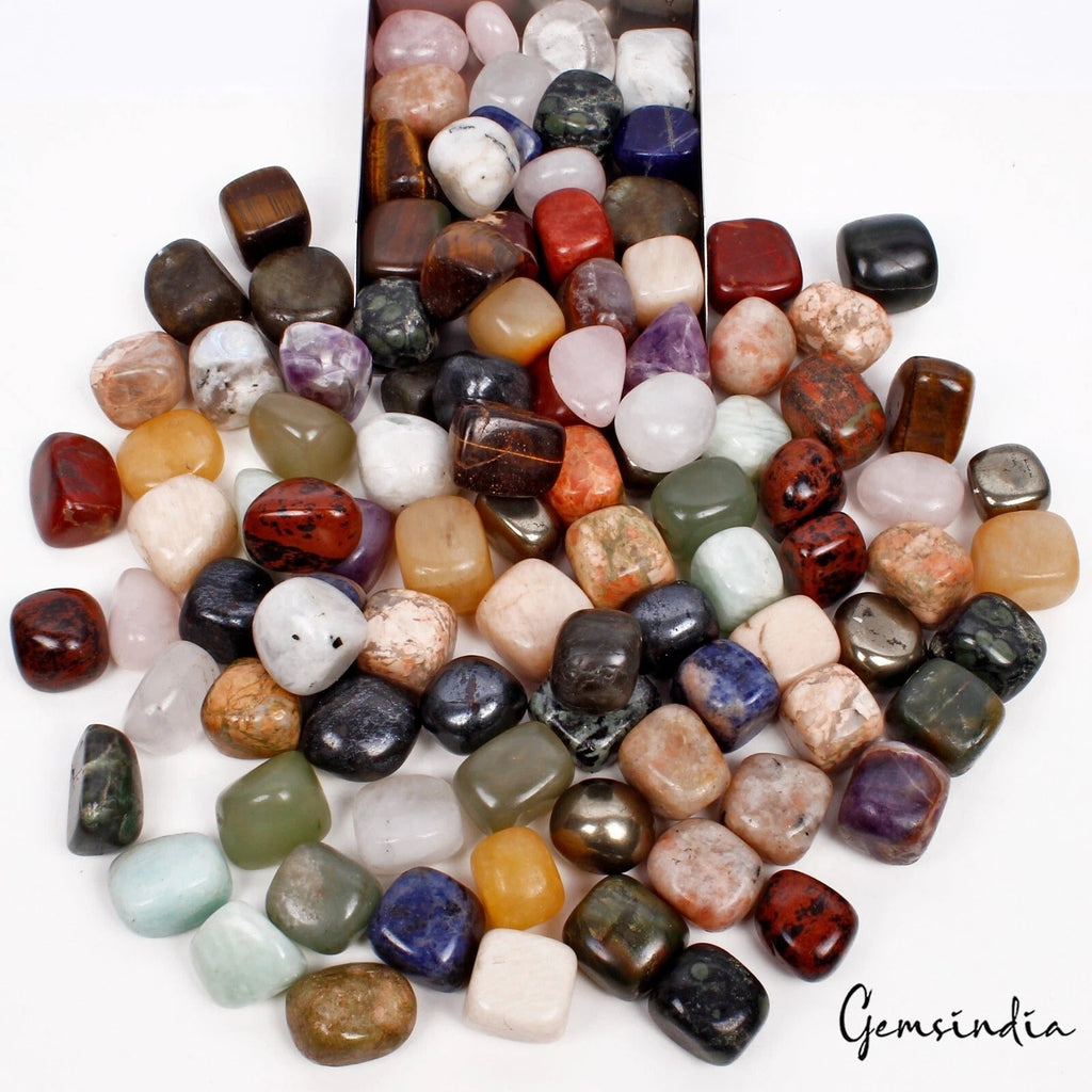 1800 gm Natural Multi gems Crystal Reiki Healing Tumble Cabochon Stones Bulk Lot