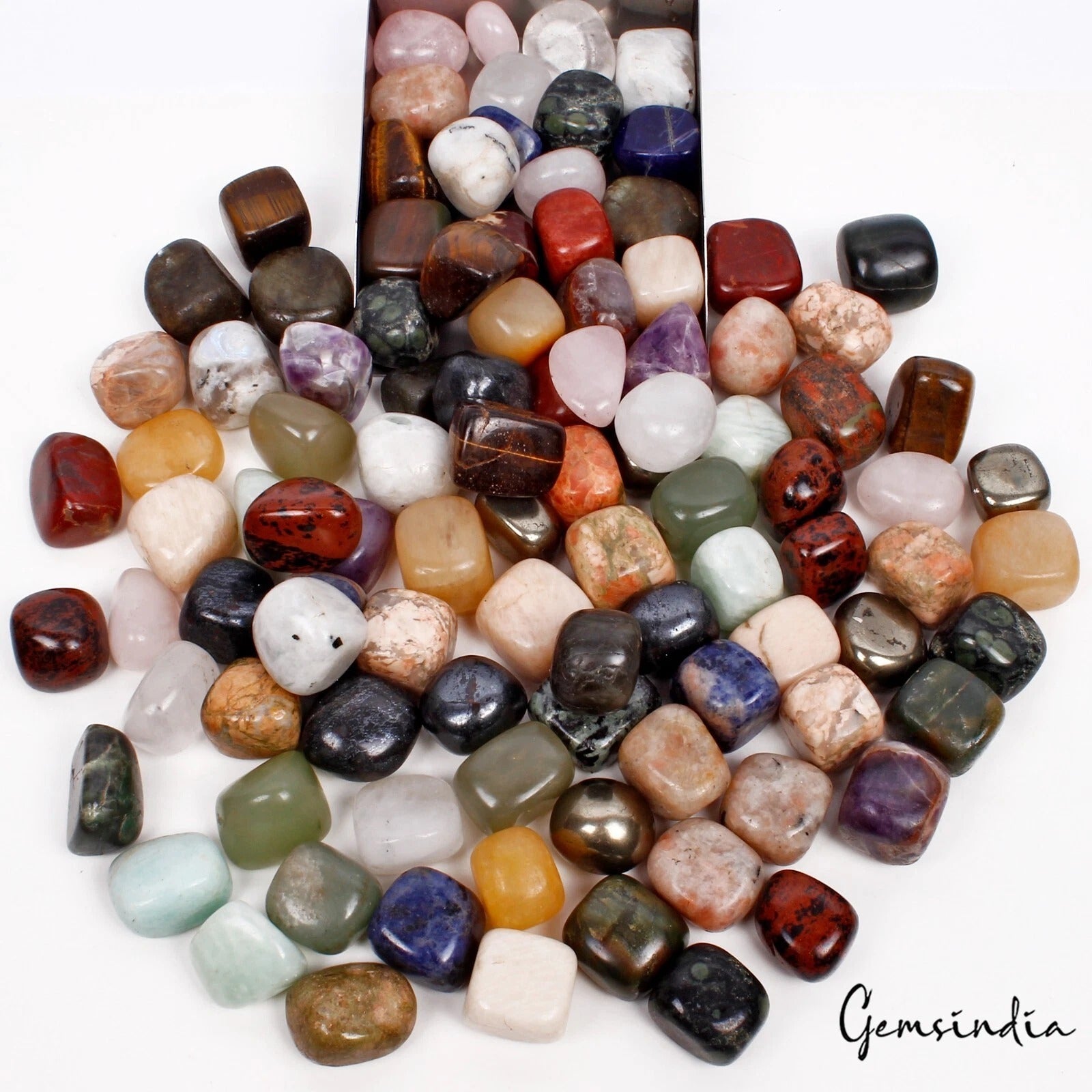 1800 gm Natural Multi gems Crystal Reiki Healing Tumble Cabochon Stones Bulk Lot