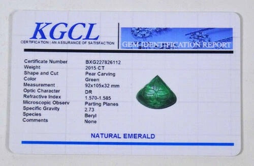 Emerald Carving, Color Enhanced, Green — 92 x 105 x 32mm, 2015 Ct, Brazil