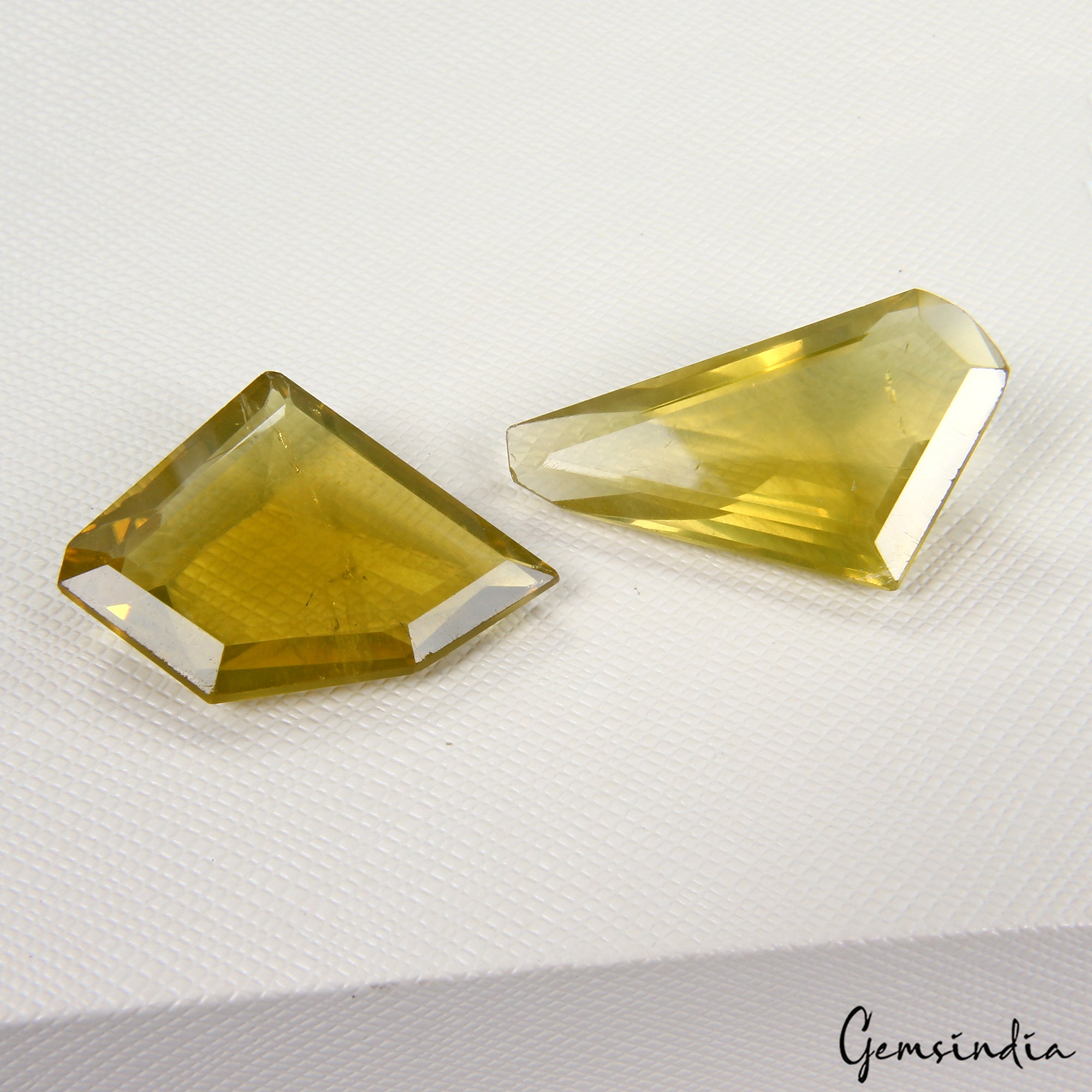 2 Pc Natural Lemon Quartz Citrine Fancy Cut Loose Pendant Size Gemstones~51.10Ct