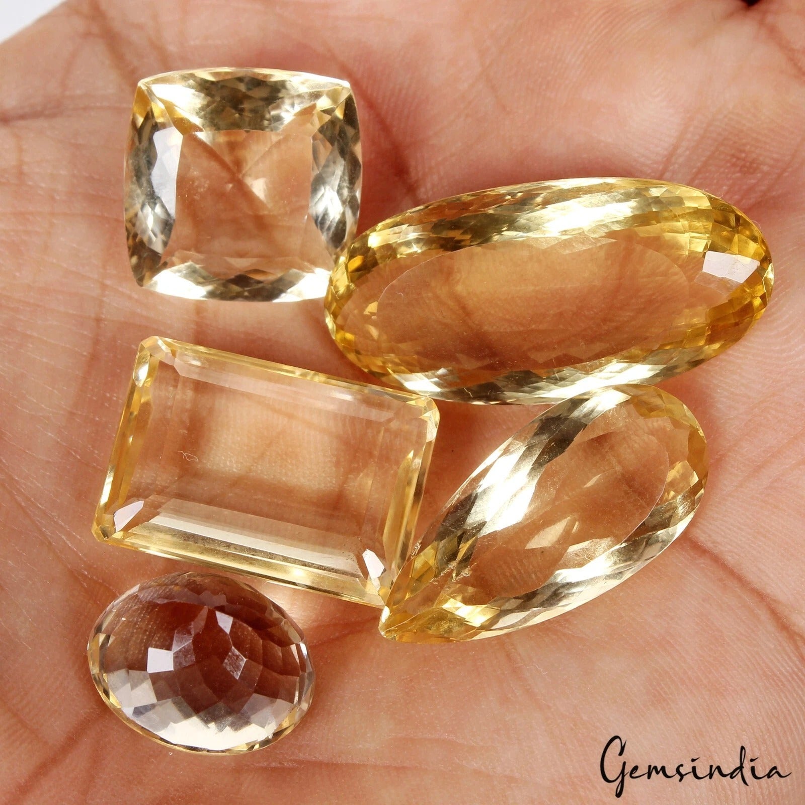 102.95Ct Top Grade Natural Citrine Mix Cut Loose Unheated 15-32mm Gemstones~5 Pc