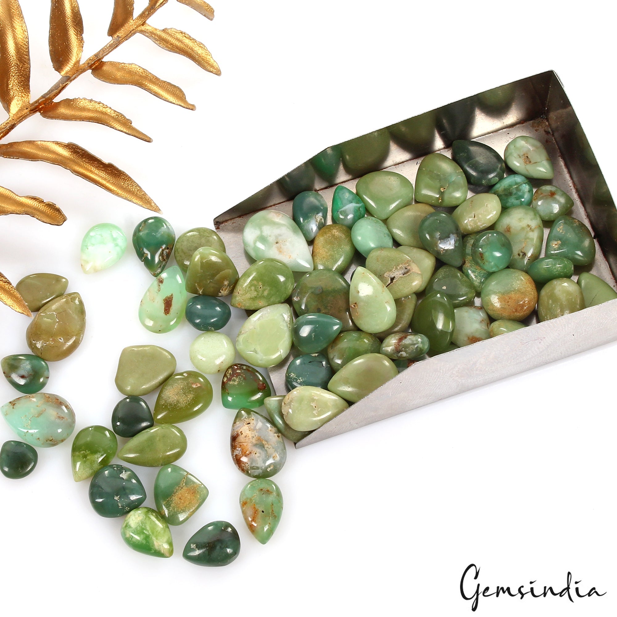 Untreated 127.40 Ct Natural Green Apple Australian Chrysoprase 69 Pcs Gemstone