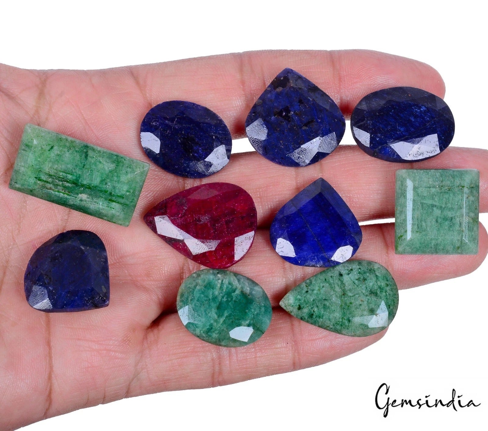 Ruby Lot, Loose Gemstone, Color Enhanced, Red — 10 Pieces, 20mm to 29mm, 340 Ct, Madagascar
