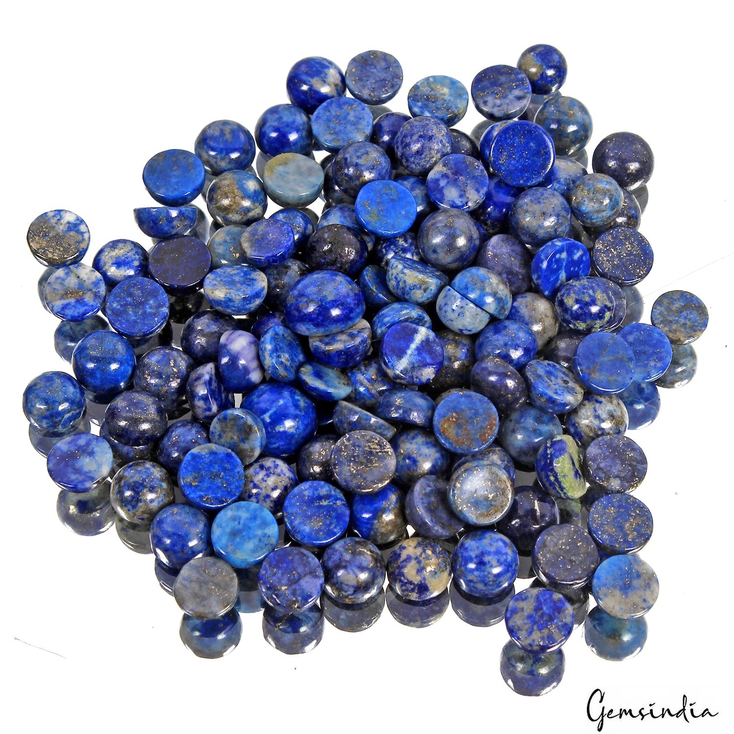 194.70 Ct Natural Blue Lapis Lazuli Round Cab Loose Wholesale Gems Lot 116 Pcs