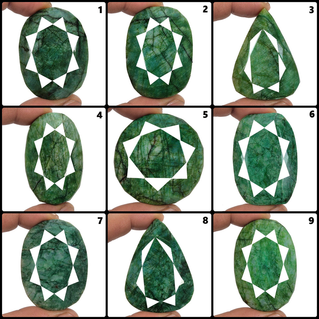 Huge 9 Pcs Natural Green Emerald Mix Cut Loose 45-65mm Gemstones Lot ~ 4100 Cts