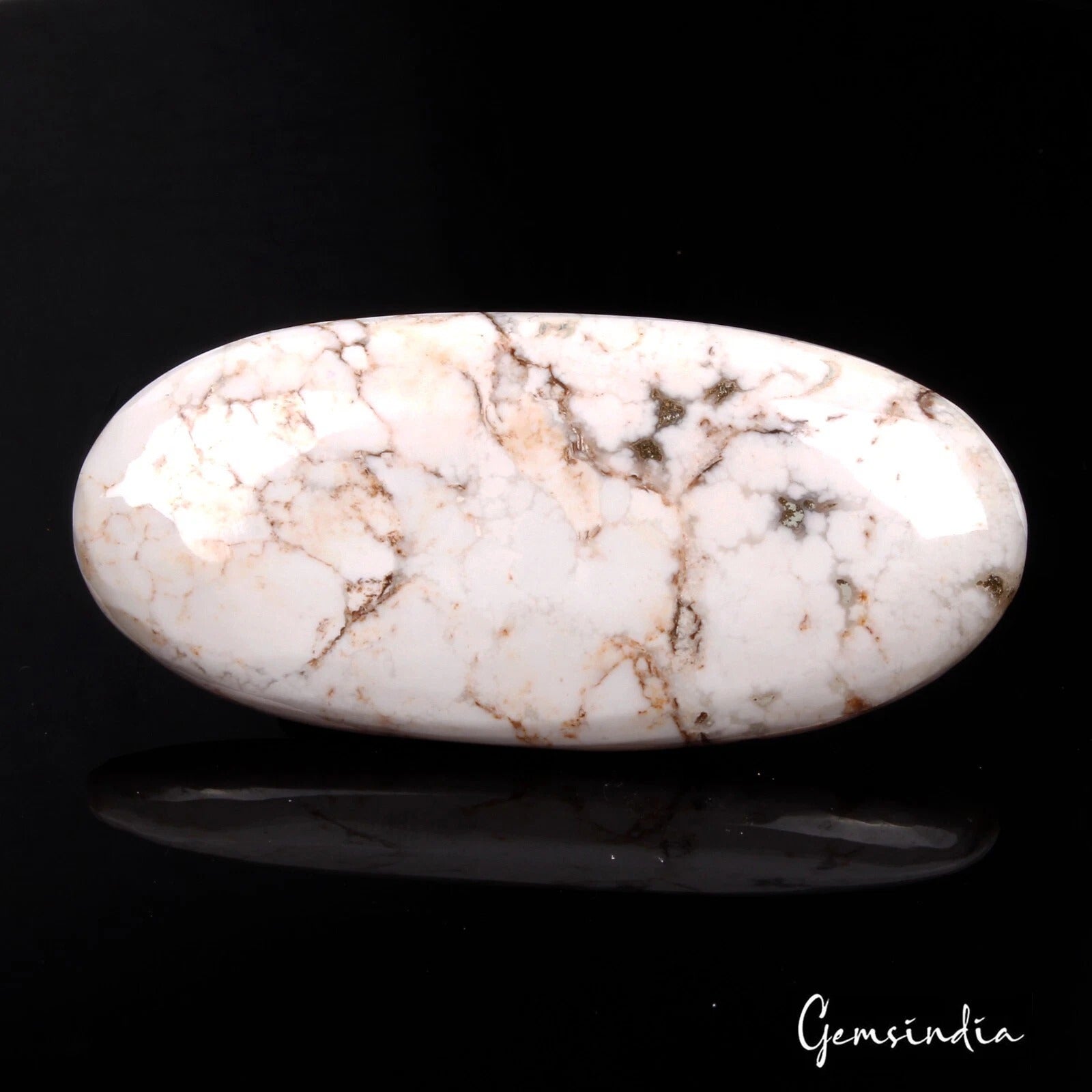 Turquoise Cabochon, Untreated, White — 62 x 29 x 5mm, 88.25 Ct