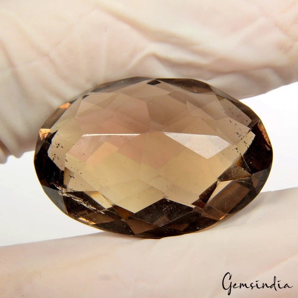 Natural smoky Quartz 51.00 Ct Oval shape Checker Cut Loose Pendant Size Gemstone