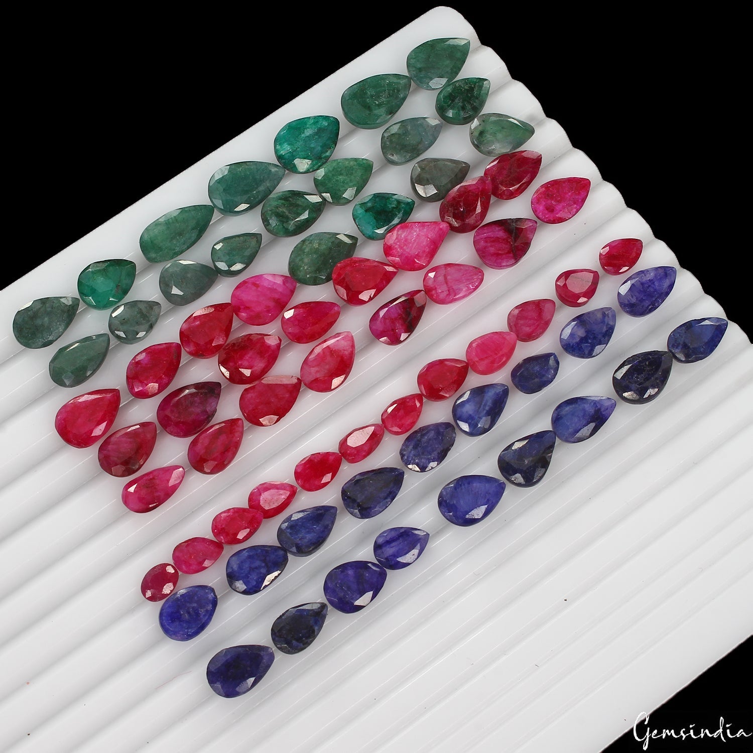 200 Cts/69 Pcs Natural Multi Color Beryl Bixbite Emerald Beryl Pear Faceted Gems