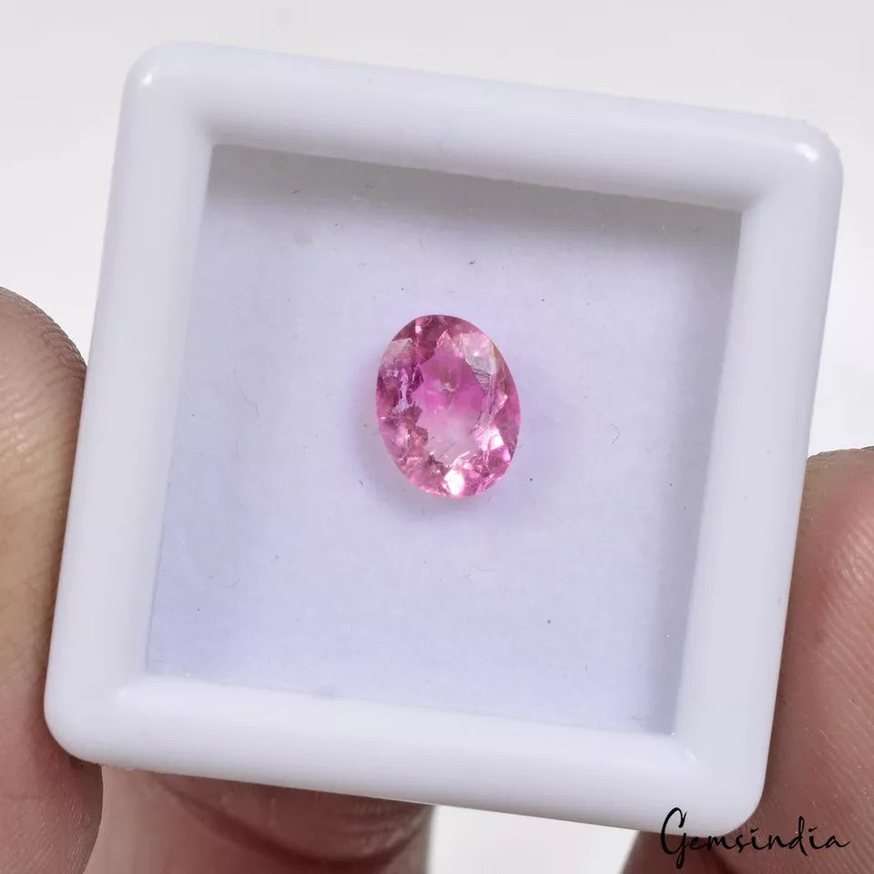 Certified 1.00 Cts Natural Untreated Pink Rubellite Tourmaline Oval Cut Rare Gem