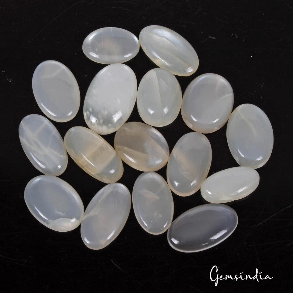 16 Pcs Lot ~ Silky Moonstone Oval Cabochon 100% Natural Loose Gemstones 133.40Ct