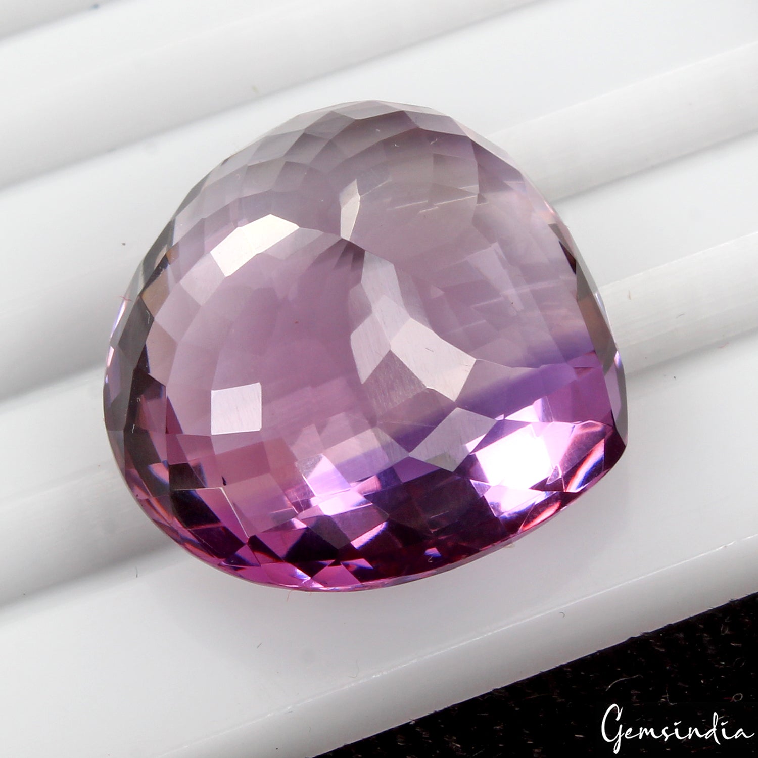 32.40 Ct Checker Cut Pear Loose Gemstone AAA Quality Purple Amethyst Gemstone