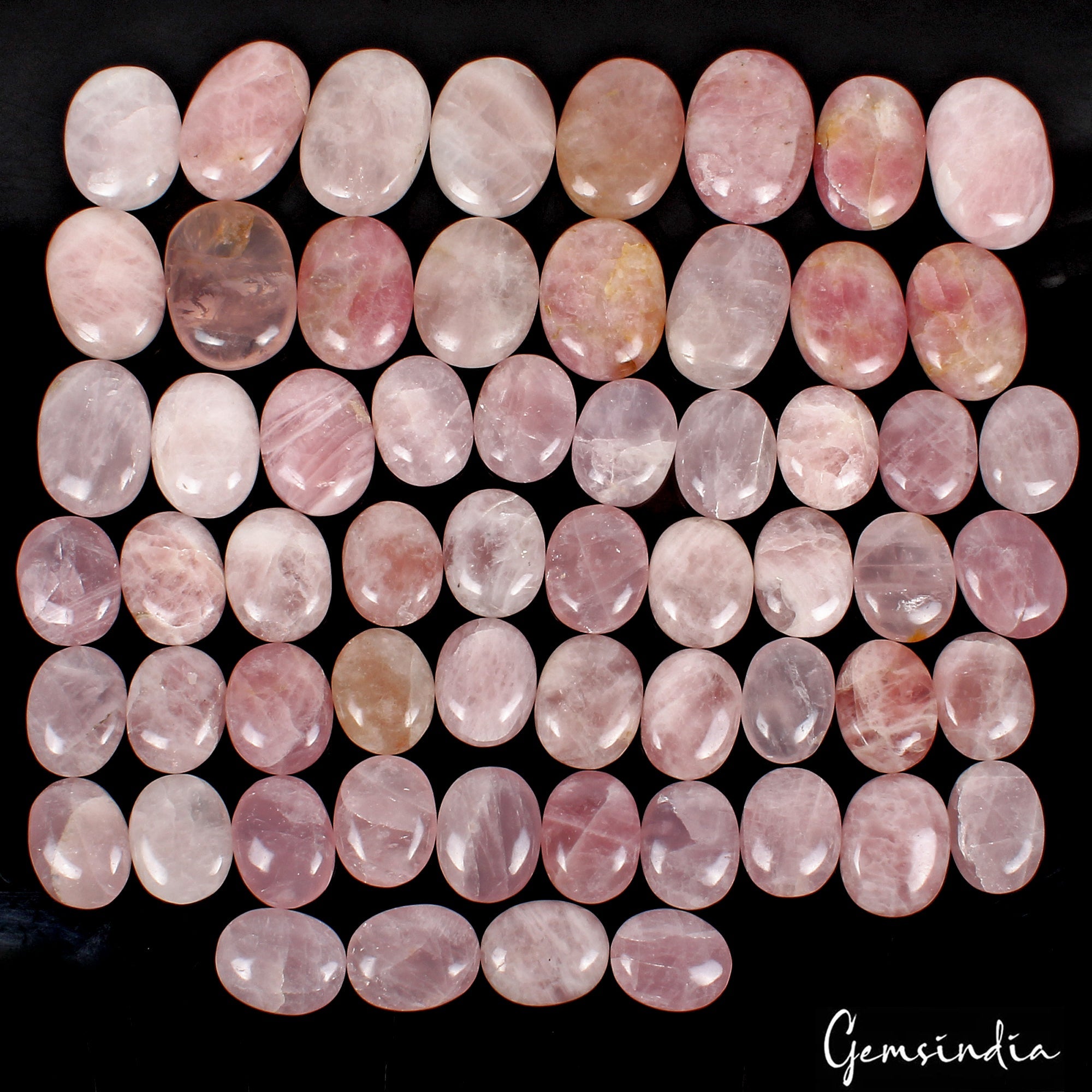 7.12 Lbs/6 Pcs Natural Pink Rose Quartz Crystal Palm Stones Polished Healing Lot