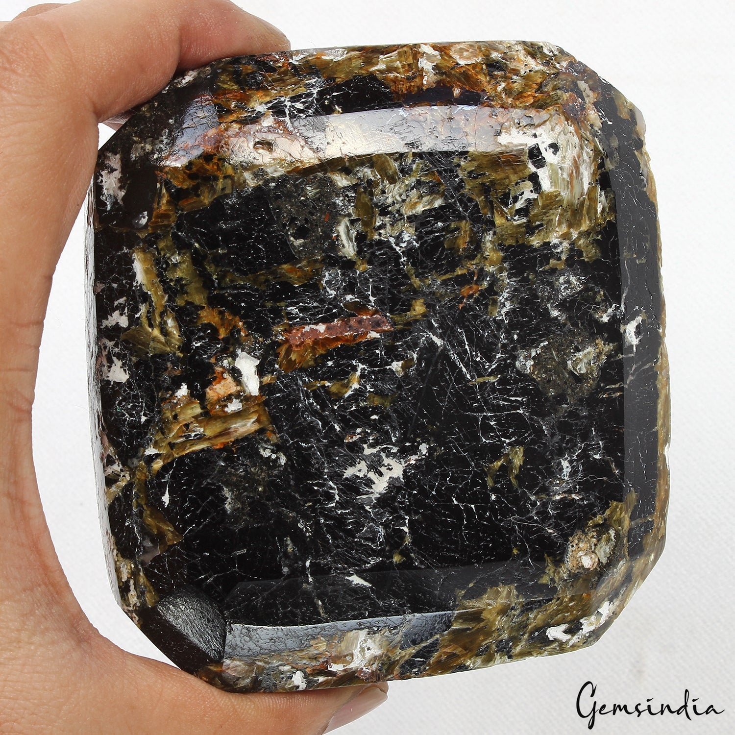 1.1 Kg Natural Black Tourmaline Collectors' Grade Untreated Emerald Cut Gemstone