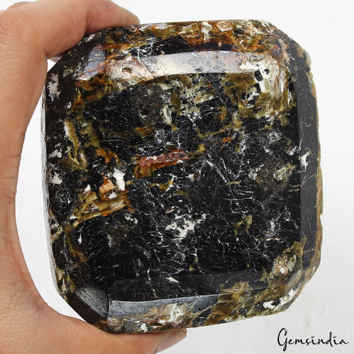 1.1 Kg Natural Black Tourmaline Collectors' Grade Untreated Emerald Cut Gemstone