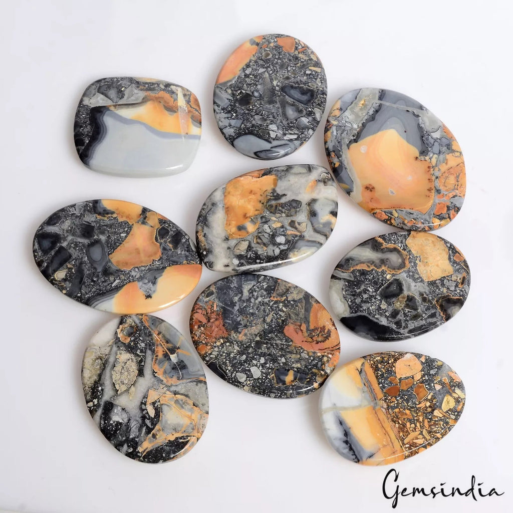 500 Ct Natural Untreated Magliano Jasper Mix Cabochon Loose Gemstone Lot 9 Pcs
