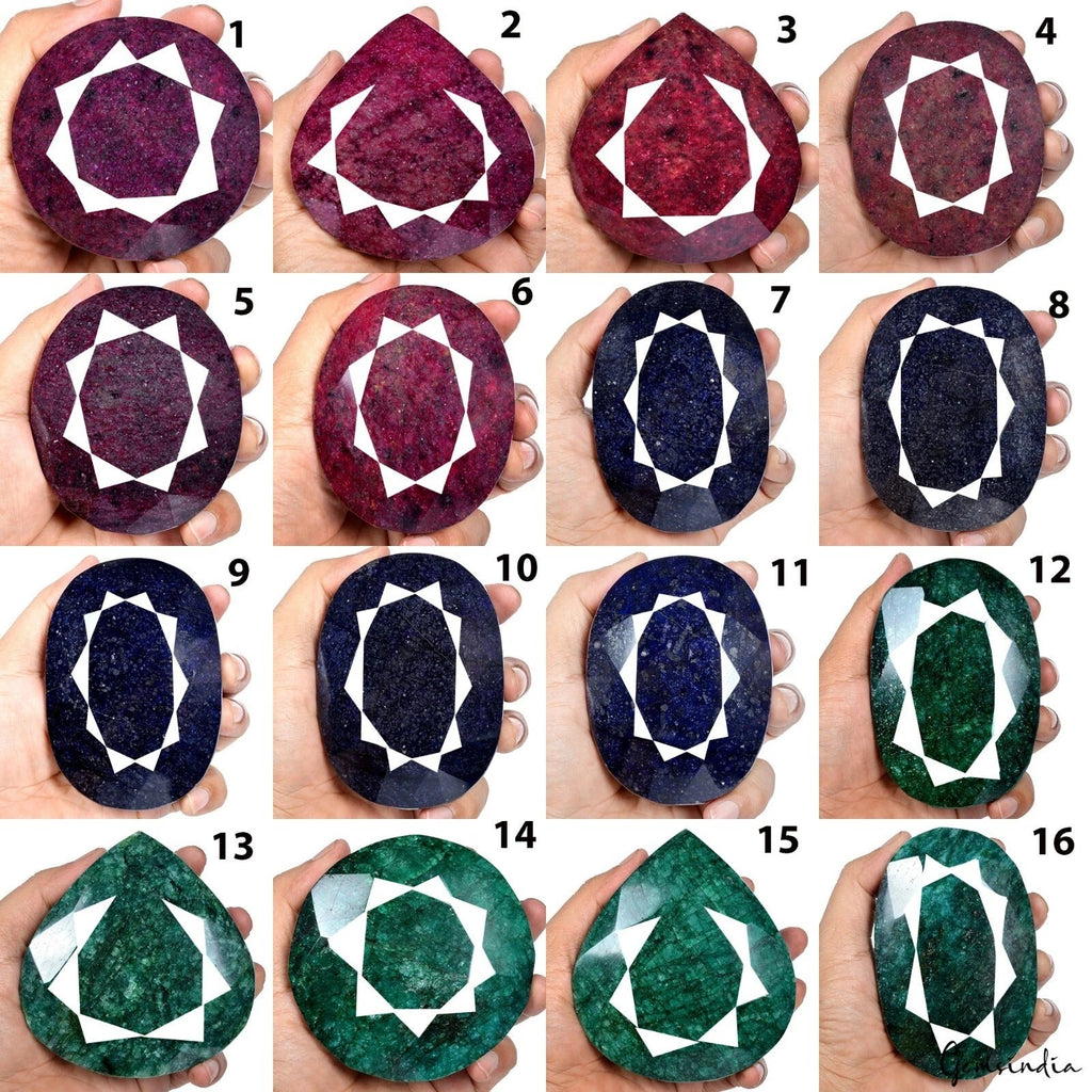 10 Kg Natural Ruby Emerald Sapphire Mix Cut Museum Size Loose Gemstones 72-111mm