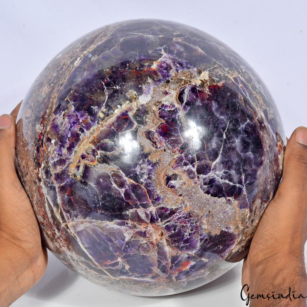 X Large 19.8 Kilo Natural Amethyst Crystal Mineral Sphere Gem /Home Decor~9.5"