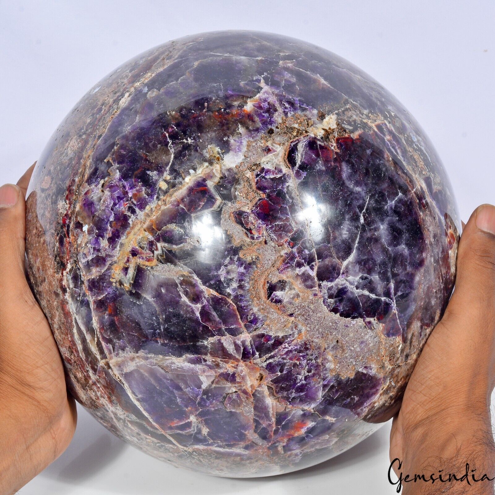 X Large 19.8 Kilo Natural Amethyst Crystal Mineral Sphere Gem /Home Decor~9.5"