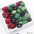 Certified 580 Ct Natural Ruby Emerald Sapphire Oval Cabochon Loose Gemstones Lot