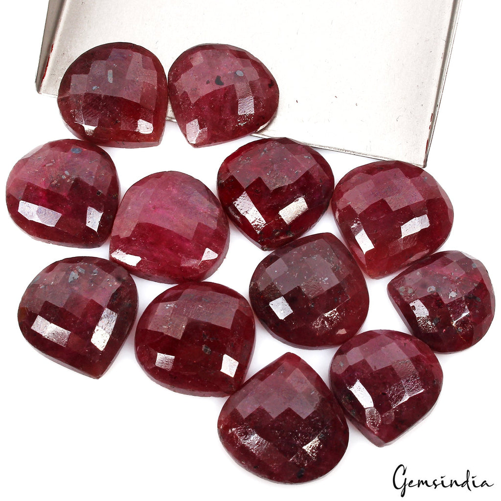 12 Pcs 100% Natural Red Ruby Heart Cut Loose 18-22mm Jewelry Gemstones~ 320 Cts
