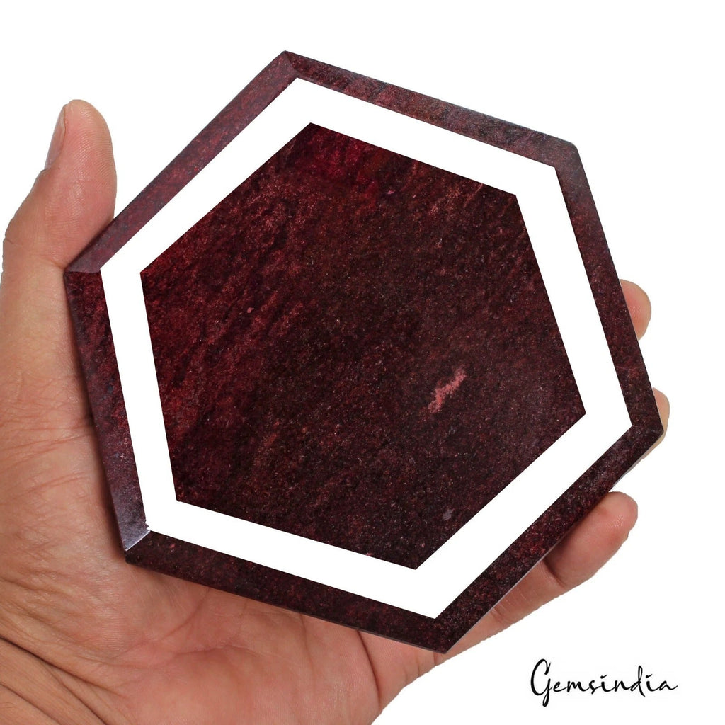 Massive Deep Red Ruby Hexagon Cut Slab Faceted Natural Gemstone Specimen~4700 Ct