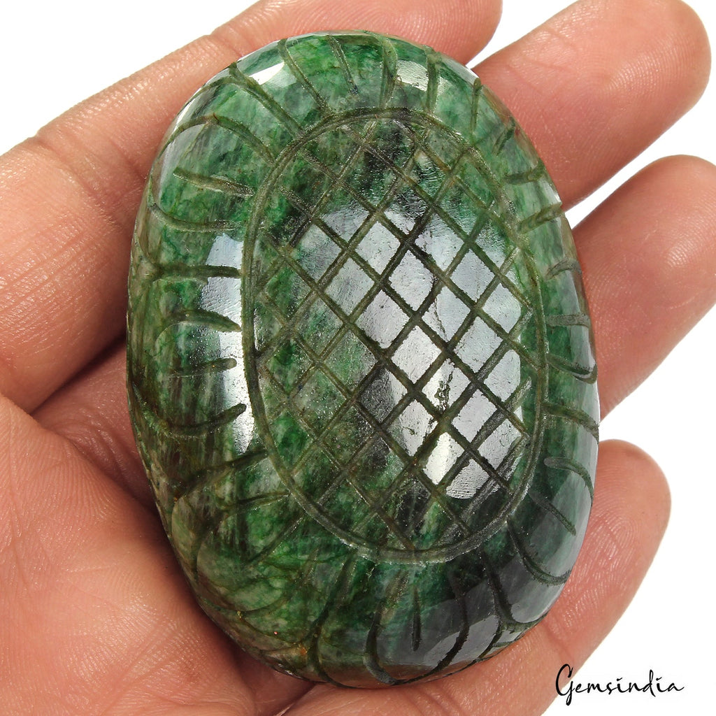 680 Ct Natural Green Brazilian Emerald Oval Cut Earth Mined Carving Loose Gems