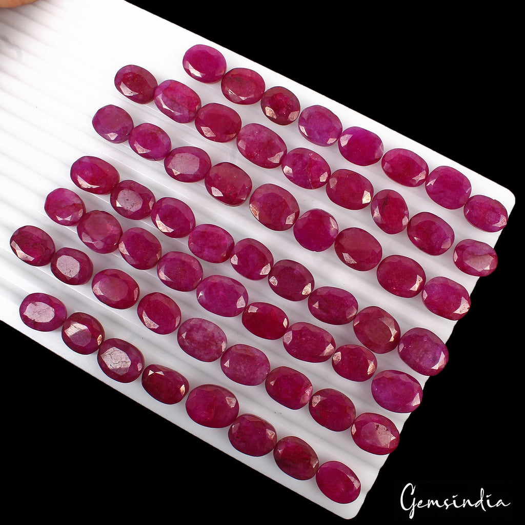 780 Cts/61 Pcs Natural USA Red Beryl Bixbite Oval Faceted Loose Gems For Jewelry