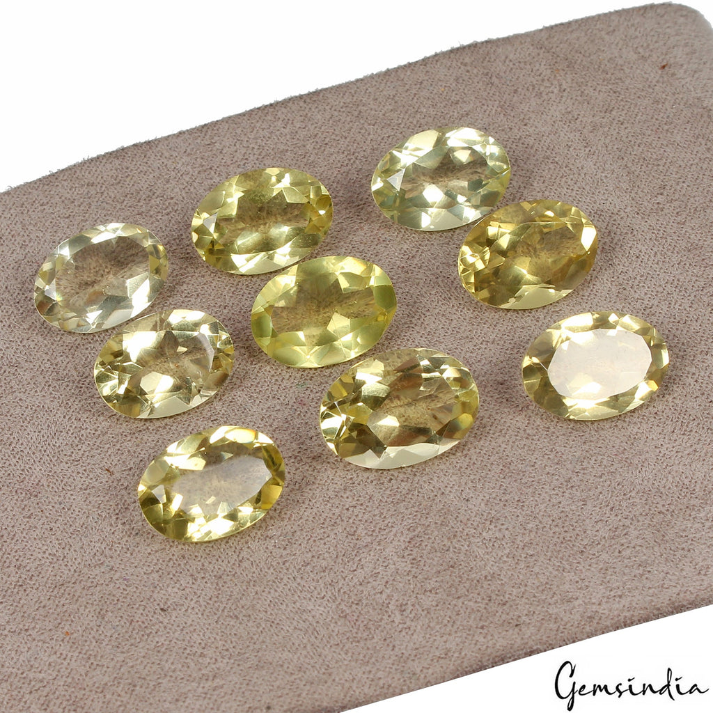 14x10mm Natural Lemon Quartz Oval Cut Loose Jewelry Gemstones 9 Pcs / 50.90 Ct