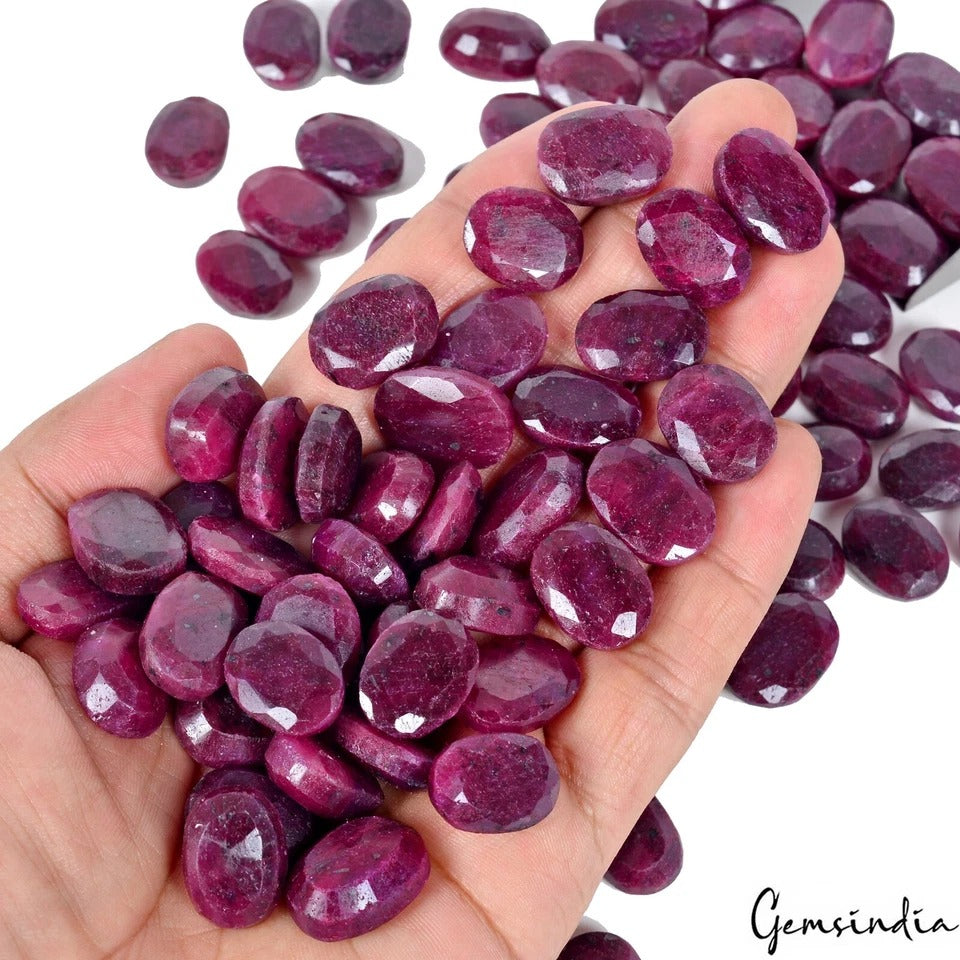 2000 Cts/102 Pcs Natural African Dark Red Ruby Oval Faceted Cut Loose Gems Lot