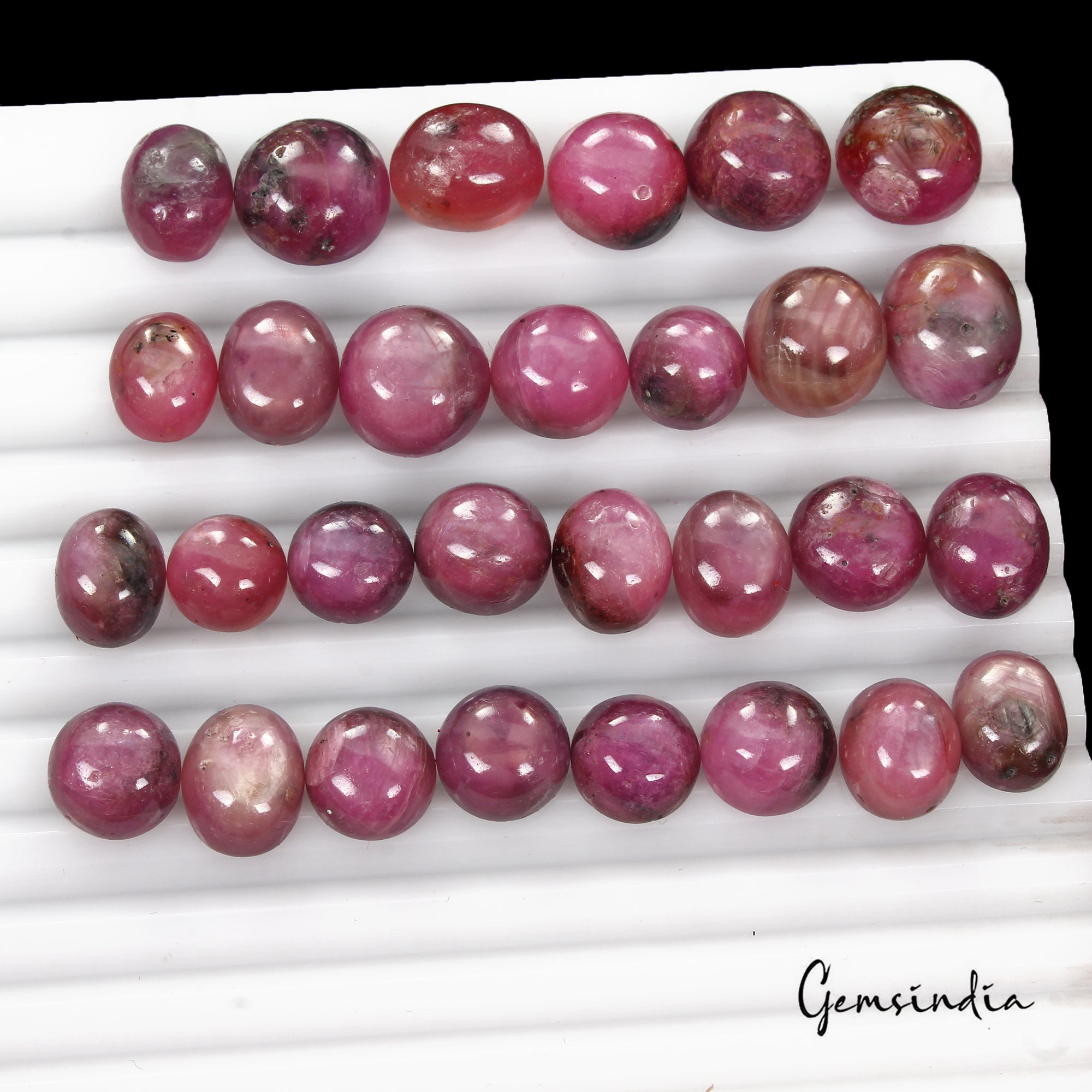 Certified 267 Cts/29 Pcs Natural Pink Star Ruby Mixed Cab Loose Gems For Jewelry