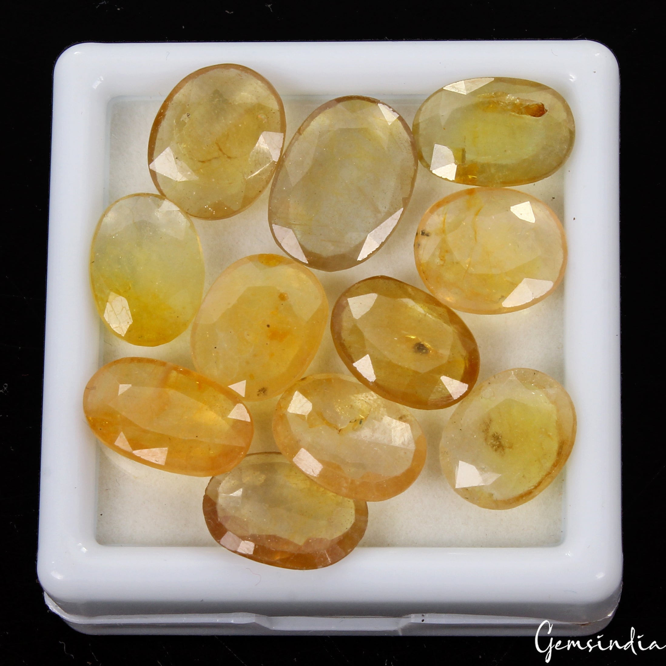 11 Pcs Natural Yellow Sapphire Oval Cut Untreated 10mm-13mm Gemstones, Sri Lanka