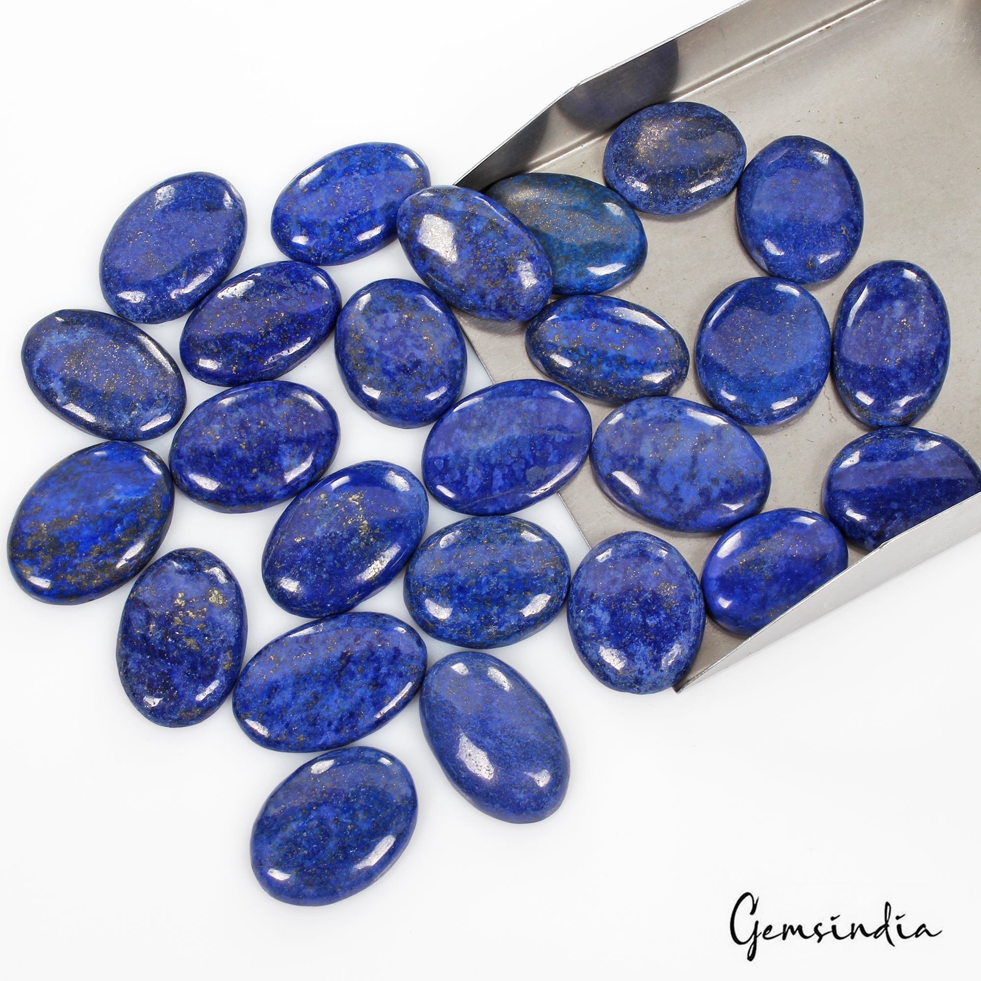 760 Cts/25 Pcs Natural Royal Blue Lapis Lazuli Oval Cab Loose Gems For Jewelry